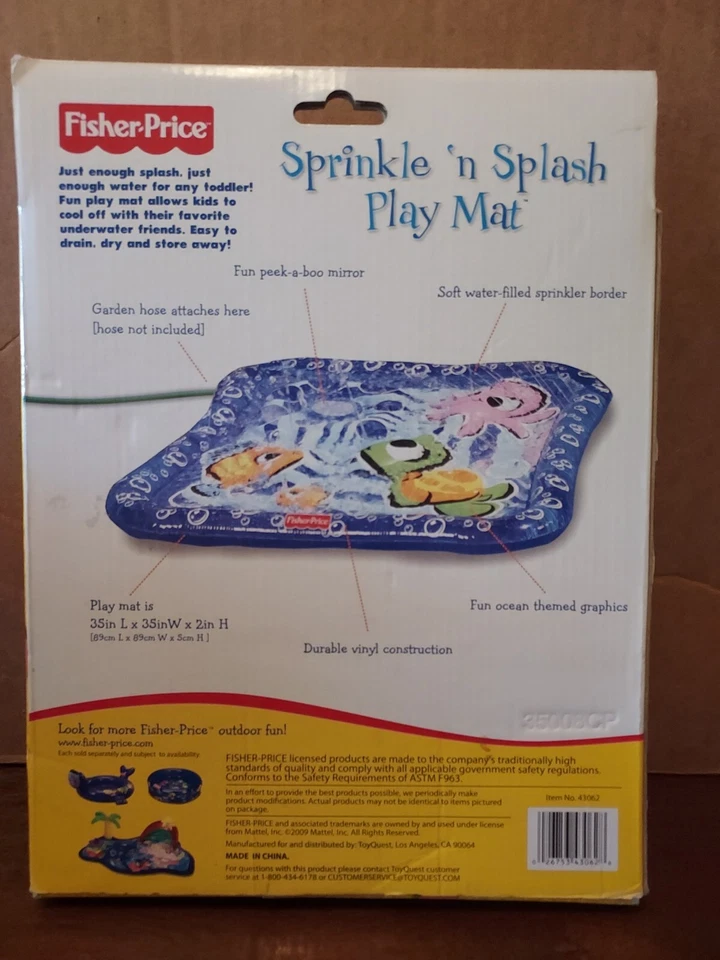 NUEVO Fisher Price Sprinkle n Splash Play Mat 18m+ Spray de agua para niños pequeños verano 35x2 Foto 3 de 4