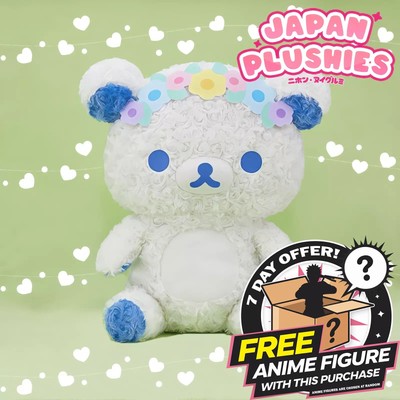 San-X Rilakkuma weißes Rosenfell Korilakkuma Premium Plüschtier 45 cm Toreba Japan NEU