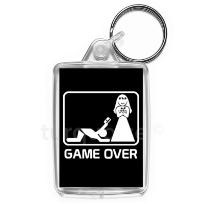 Game Over Marriage Schlüsselanhänger lustig Witz Geschenk Schlüsselanhänger | mittelgroß