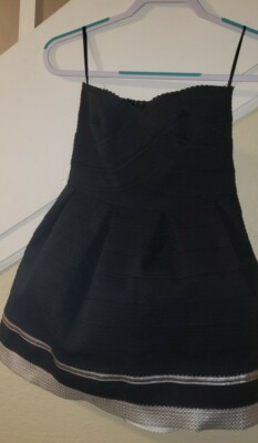 Sans Souci Women's M Bandage Dress Strapless Black/Silver Mini Back Zip |  eBay