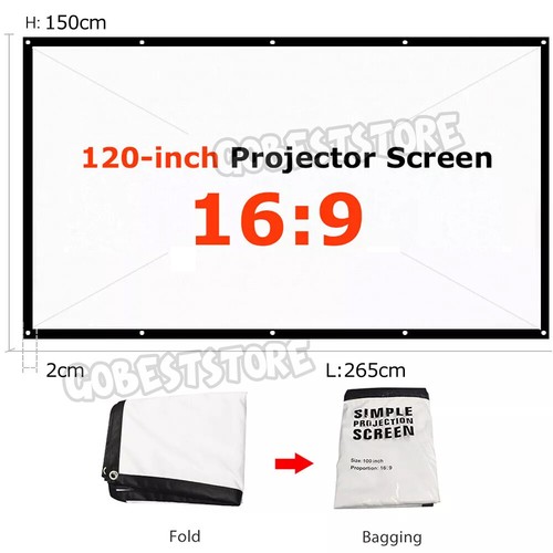 120" Foldable Projector Screen 16:9 Home Theater Cinema Outdoor Movie Projection - Picture 12 of 12