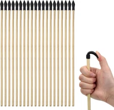 20 Pcs Wooden Arrows Soft Rubber Tips, 17 Inch Handmade Wooden Toy Arrow for Kid
