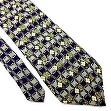 Nautica Silk Tie Purple Green Geometric Print Short Wide