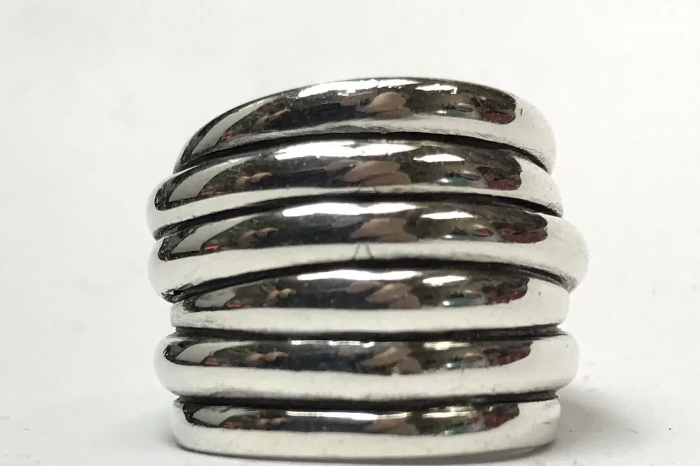 UNIQUE STERLING SILVER CROSS BRAIDED DESIGN SIX BAND 6 RING STYLE UNISEX SZ 6.5