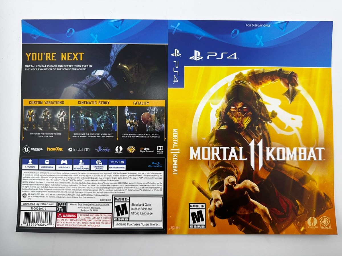 Game Case Art Insert Mortal Combat II PS4 Cover Only GameStop  Display