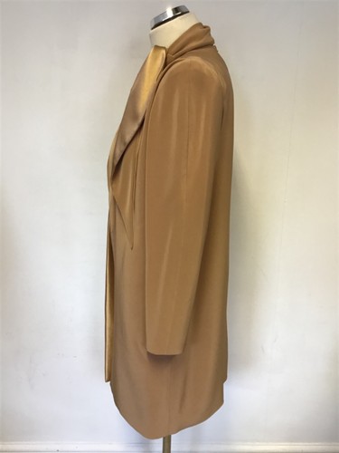 TOM BOWKER FOR COTERIE CAMEL & GOLD SATIN SPECIAL OCCASION SKIRT SUIT SIZE 12 - Picture 3 of 6