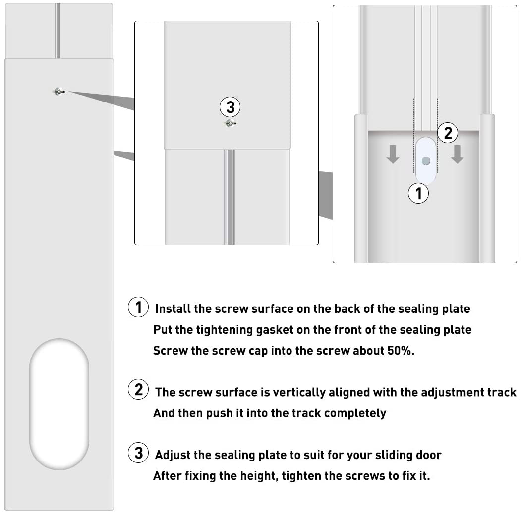 Gulrear Sliding Door Air Conditioner Kit,Max Adjustable Length 220Cm