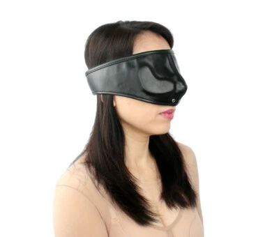 TULA-TOYS Maschera occhi in pelle bondage BDSM benda per occhi con fori d'aria nera