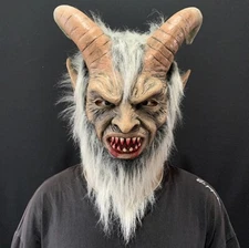 Krampus Demon Mask Movie Cosplay Sheep's Horn Devil Head Cover Halloween Party
