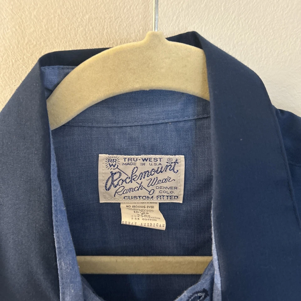 VTG 1970s Rockmount Ranch Wear Pearl Snap Button Down Shirt 16-35 Made In USA - Image 3 of 4