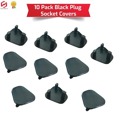 Elektrische Stecker Steckdose Schutz Kind Baby Sicherheit Hauptabdeckung 3 Pin UK 10 SCHWARZ