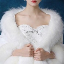 Women Faux Poncho Warm Cape Cloak Outwear Wedding Overcoat Luxury White New