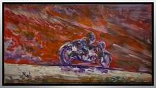 Original Painting Fastest Indian Bonneville Salt Flats Speed Historic MOTO Art