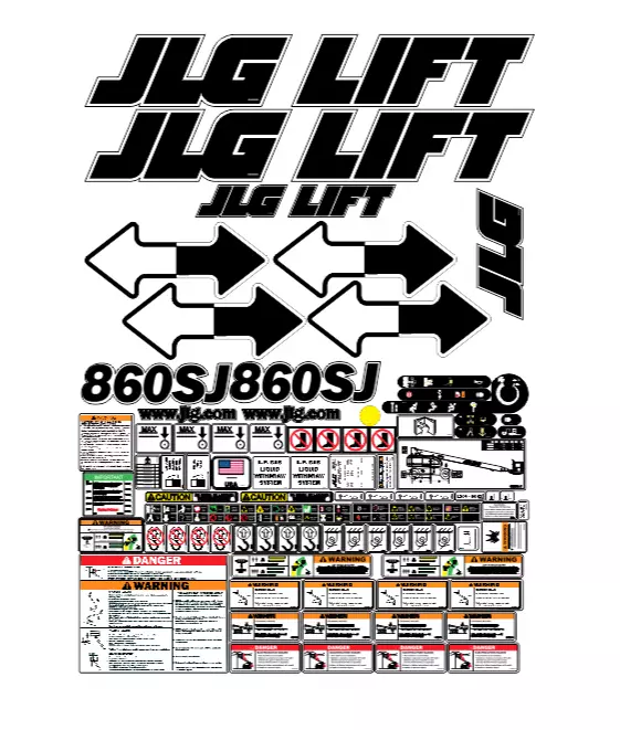 Fits JLG E450AJ Decal Kit Electric Boom Lift – Equipment Decals