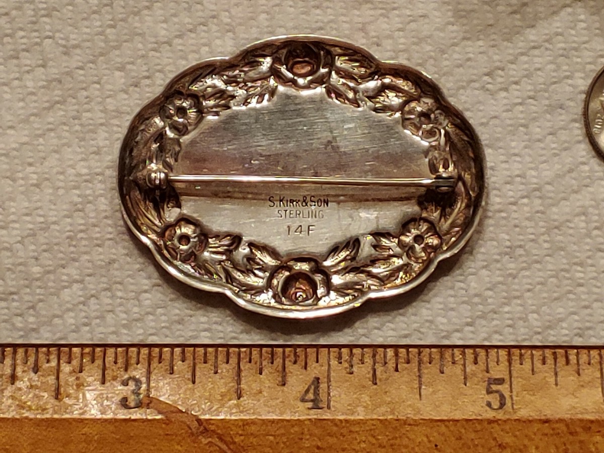 Broche Florale Vintage S. Kirk & Son – Argent Sterling – 2 X 1,5 Pouces – Occasion Bon état