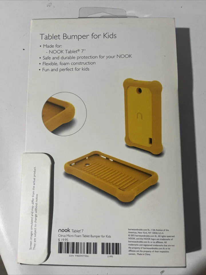 Nook Citrus (Orange) Micro Foam Bumper Kids Case for 7" Nook Tablet NEW in BOX - Image 2 of 4