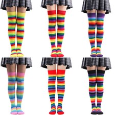Thigh Socks Long Tube Socks Over The Knee Socks Rainbow Socks Striped Socks