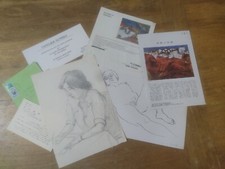 Ancien Lot Documents Sumiko Sasaki Peintre Dessin Original Exposition Peinture