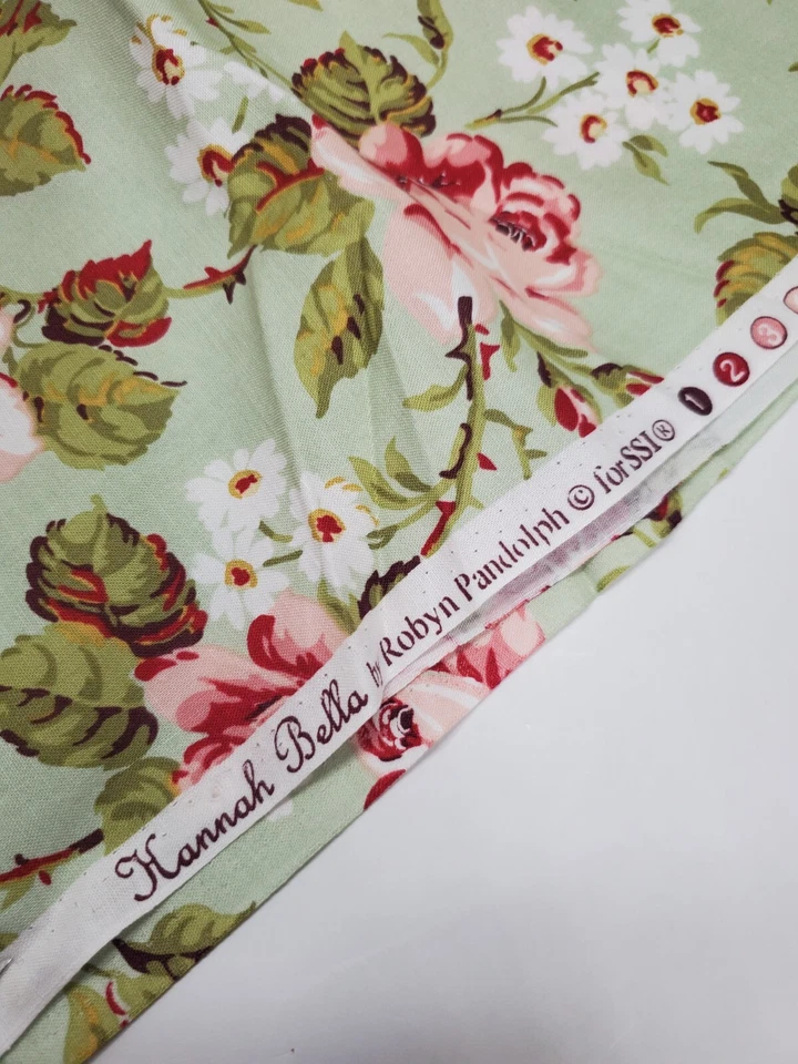 Tela Robyn Pandolph Hannah Bella Floral Teal Cottage Shabby Chic SSI UNA YARDA Foto 2 de 2