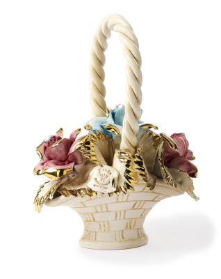 Capodimonte Porzellan Blumenkorb Blumenaufsatz Überwurf Körbe +
