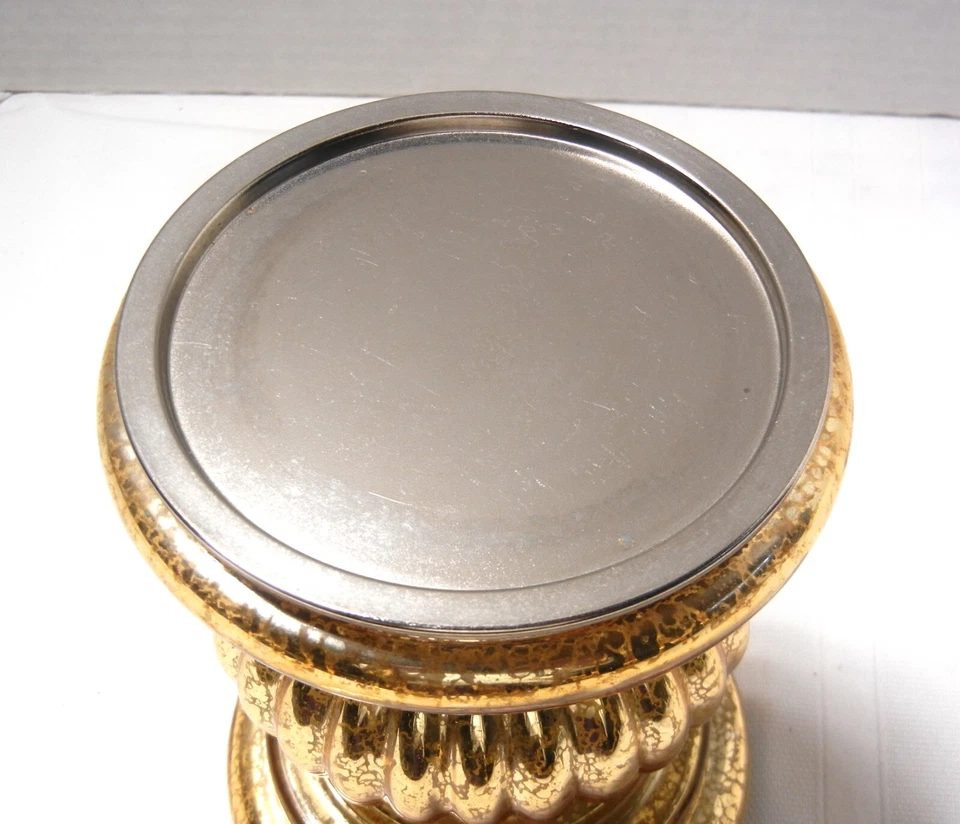 Gold Speckled Glass LED LIGHT UP PILLAR Candle Holder Candlestick - Image 4 of 4