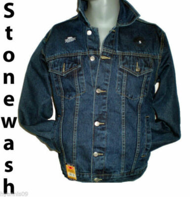 Aztekische Denimjacken Stonewash Lightwash schwarz Freizeitjeans Jacke 