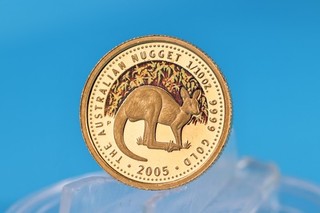 Australien 15 Dollars 2005 Australian Kangaroo 1/10 OZ Gold 9999 Color Vz