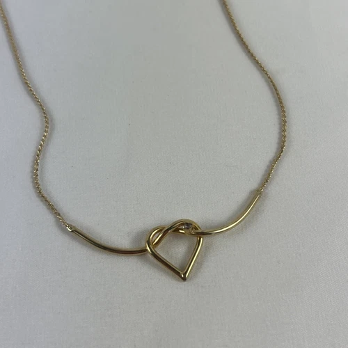 VETEMENTS Collana con ciondolo nodo a forma di cuore catenina tono oro 18 pollici