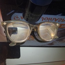 Vintage BOUTON U-FIT Folding Safety Glasses PLASTIC Sides Aviation Steampunk
