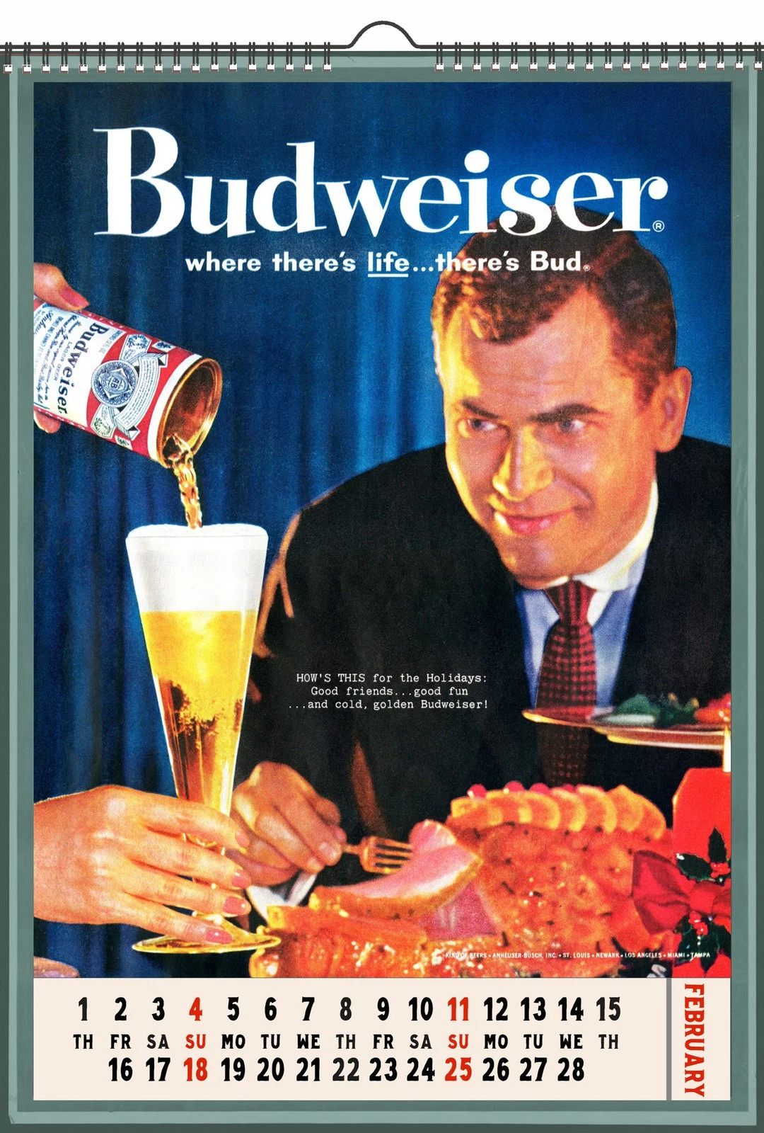 2026 Vertical Wall Calendar with Vintage Budweiser Beer Ads and Posters