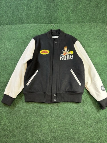RHUDE Giacca con zip intera Beavis and Butt Head Freeze Max Rude Varsity Nero Bianco L
