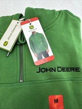 John Deere Men's Quarter Zip Heavyweight Hoodie Sweatshirt Green Medium NWT
