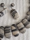 ​Vintage Black White Zebra Jasper Statement Necklace & Earrings Matching Set — photo 4