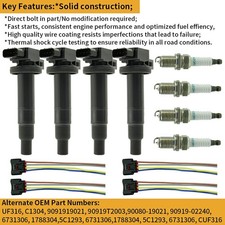 UF316 Ignition Coil Spark Plug for 2001-2010 Toyota Yaris Prius XA XB Echo 1.5L