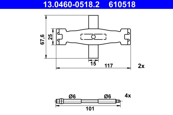 Vorderachse ATE 13.0460-0518.2 ZubehöRsatz, Scheibenbremsbelag FüR Audi,Porsche-image