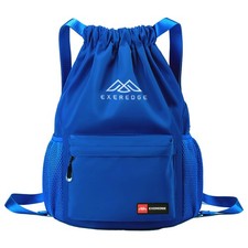 Drawstring Backpack Gym Bag Water Resistant Sandproof Beach Bag Blue