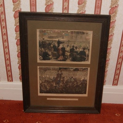 Gerahmt - Antiker Druck 1881 Mr Gladstone Leeds Bankett Fackelprozession