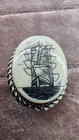 VTG Co. Sterling Silver -Scrimshaw Carved Boat Braided Ring Size 3.5 Broken Band