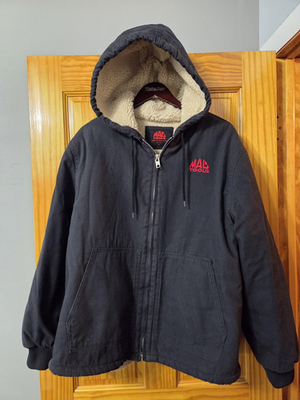 Mac Tools Jacket Mens XL Black Hooded Sherpa Lined Work Coat