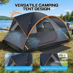 8 Person Camping Tent Spacious Family Tents for Camping Hiking 3500mm Waterproof