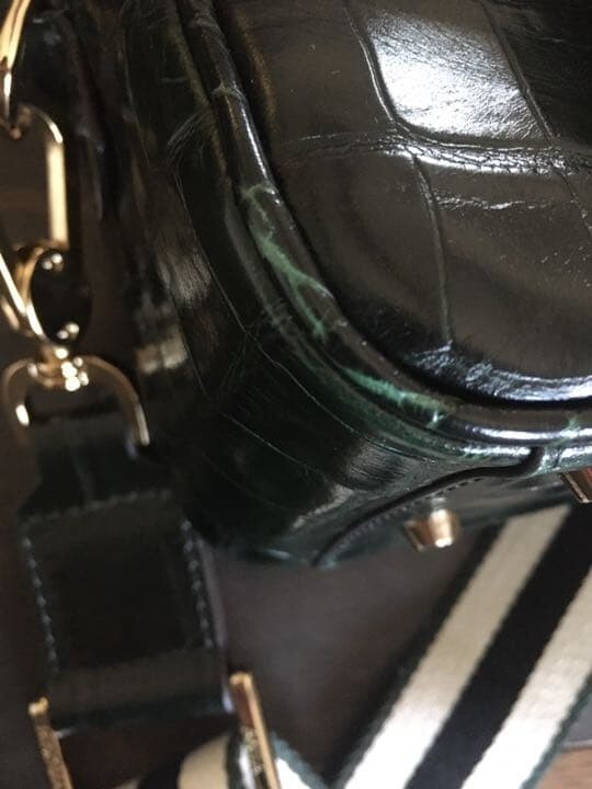 Anya Hindmarch Carker Croc Embossed Dark Green Top Handle Bag Gold Trim 20cm image 4