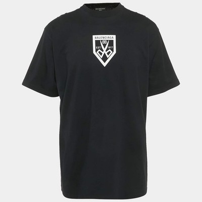 Balenciaga Unifit Black Logo Print Cotton TShirt XS