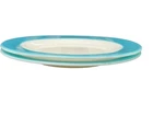 Set -2 Vtg PYREX BLUE BAND Milk Glass DINNER PLATE 10" Turquoise Aqua Rim USA