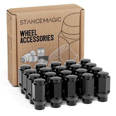 20pc 1/2'' Black ET Style Cone Conical Lug Nuts for Ford Jeep Dodge Mazda & More
