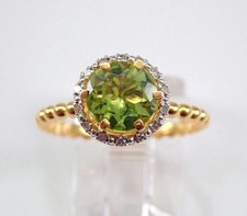 2.58Ct Round Cut Lab-Created Peridot Halo Engagement Ring 14K Yellow Gold Plated