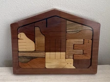 Artisan Nativity Manger Puzzle Crafted from Multiple Woods from Papua New Guinea