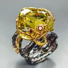 Handmade 30 ct+ Natural Lemon Quartz Ring 925 Sterling Silver Size 7 /R465527