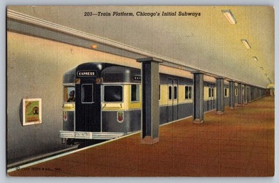 Train Platform Chicago Illinois Subway Postcard