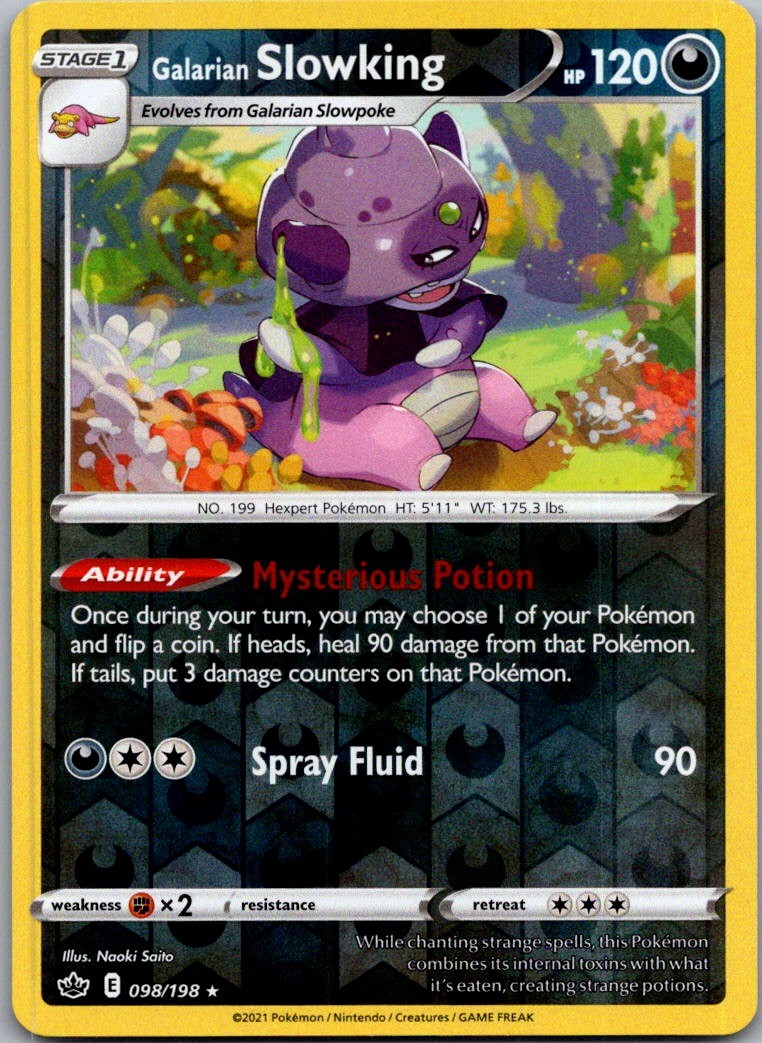 Galarian Slowking 098/198 Holo Rare Chilling Reign Pokemon Reverse Holo NM