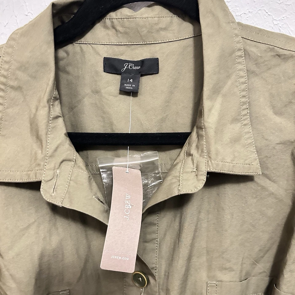 NWT J. Crew Khaki Green Button-Up Utility shirt Romper - Изображение 2 из 4